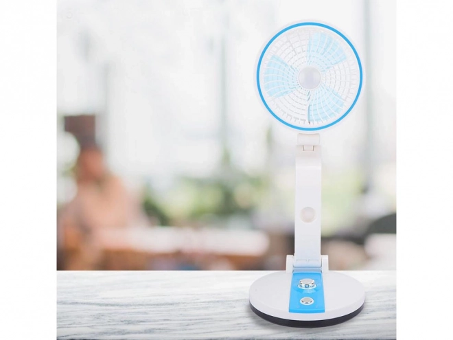 Portable foldable fan with LED light and USB charging