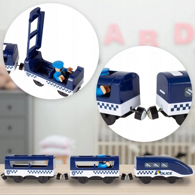 Electric Train Set with Police Cars and Helicopter