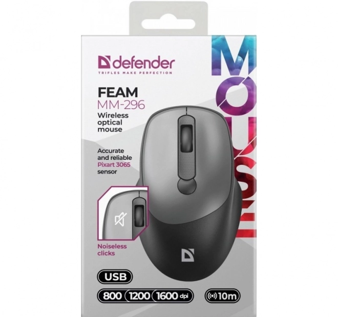 Wireless mouse with silent clicking FEAM MM-296 RF 1600 DPI – Grey