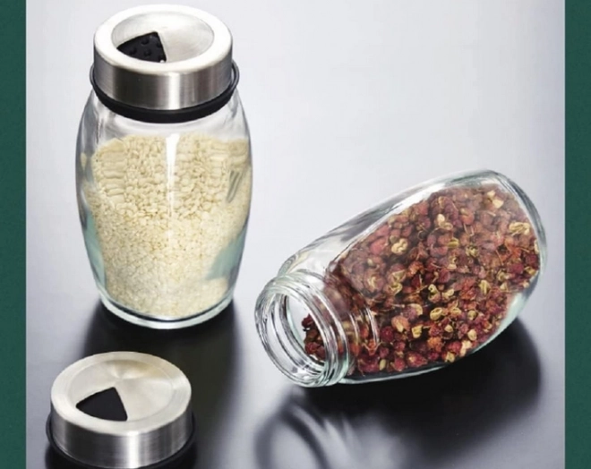 Spice Rack with Rotating Glass Jars Set