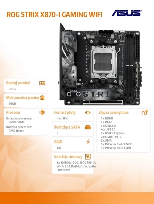 Gaming Motherboard Asus Rog Strix X870-I Wi-Fi