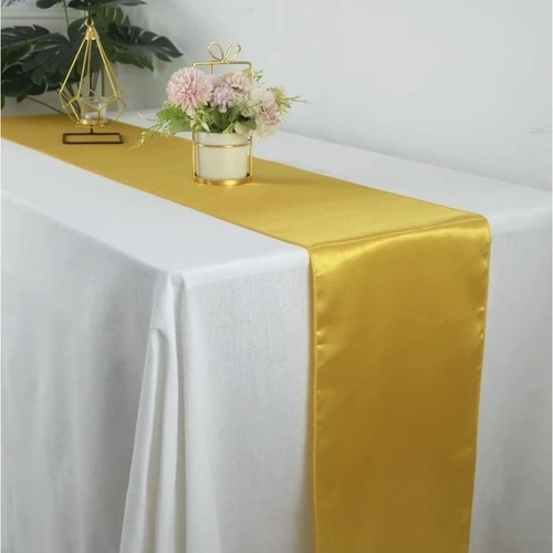 Gouden satijnen tafelloper Ruhhy 900x36 cm