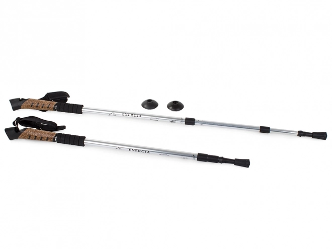 Bastone da trekking Nordic Walking con impugnatura in sughero – Argento