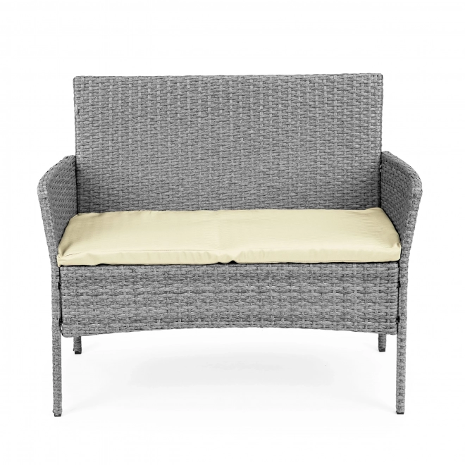 Artificial Rattan Garden Furniture Set - Bench, Table, Grey Chairs MultiGarden