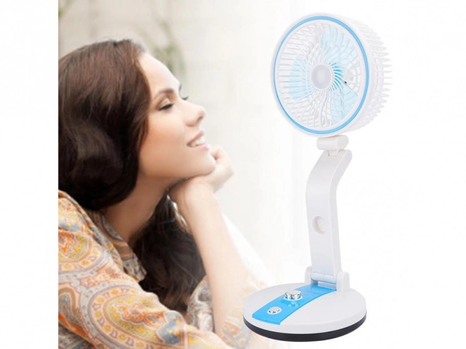 Portable foldable fan with LED light and USB charging