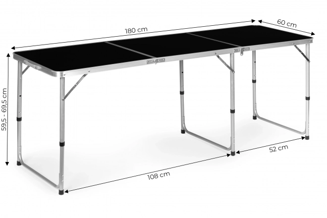 Tavolo da campeggio tavolo pieghevole campeggio piano nero 180 x 60 cm