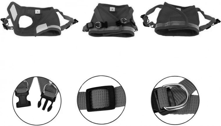 Reflective elements and sturdy leash included