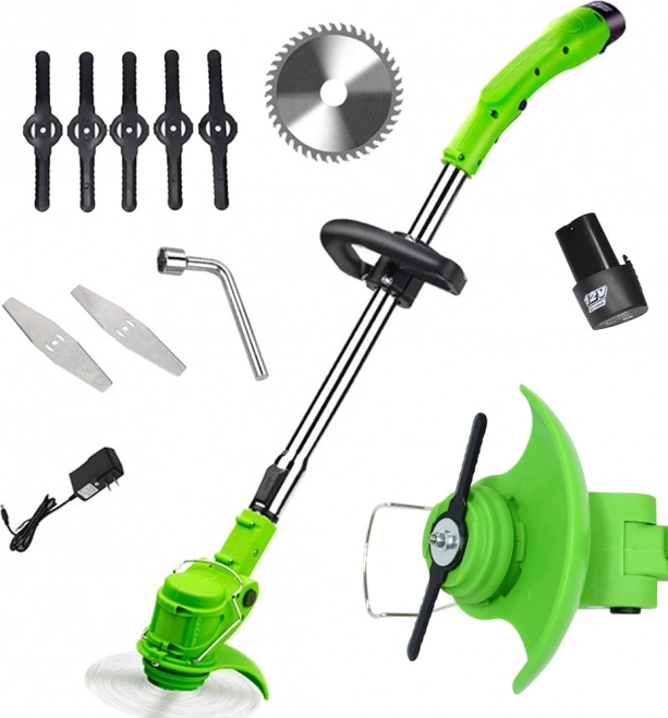 Cordless Grass Trimmer with Blade Set and Telescopic Handle 12 V