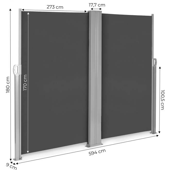 Double-sided Awning 300x300x180 cm Sunshade for Privacy Anthracite MultiGarden