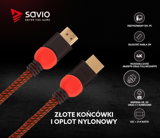 Cavo HDMI 2.0 rosso-nero 3 m