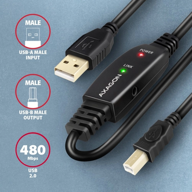 Axagon USB 2.0 Active Connection Cable 15m