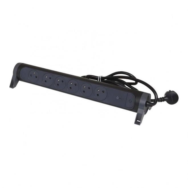 Black Power Strip with 6 Outlets