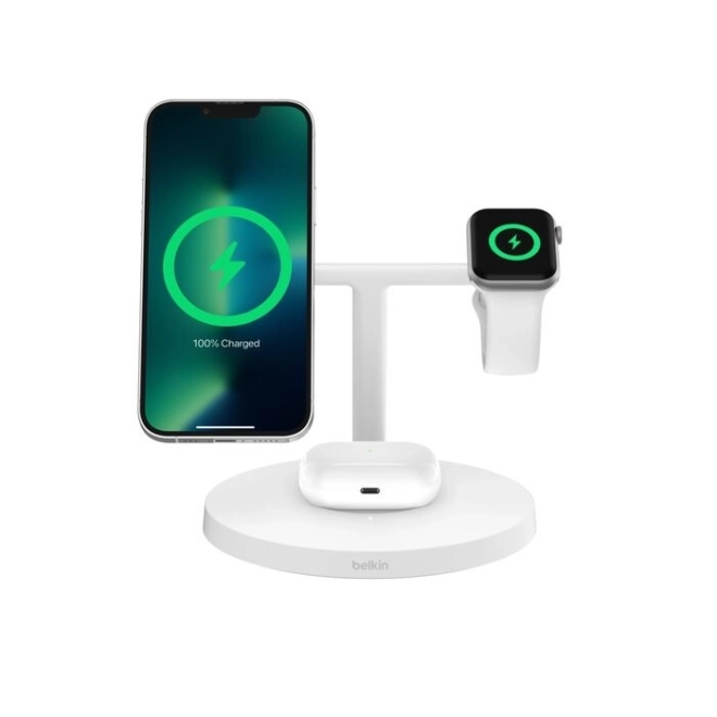 White Boost Charge Pro 3-in-1 Wireless Charger