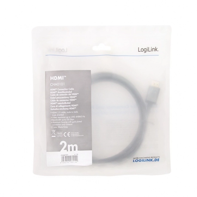 Cavo HDMI 4K/60Hz in alluminio nero 2m