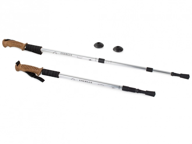 Bastone Nordic Walking Trekking con Impugnatura in Sughero – Argento