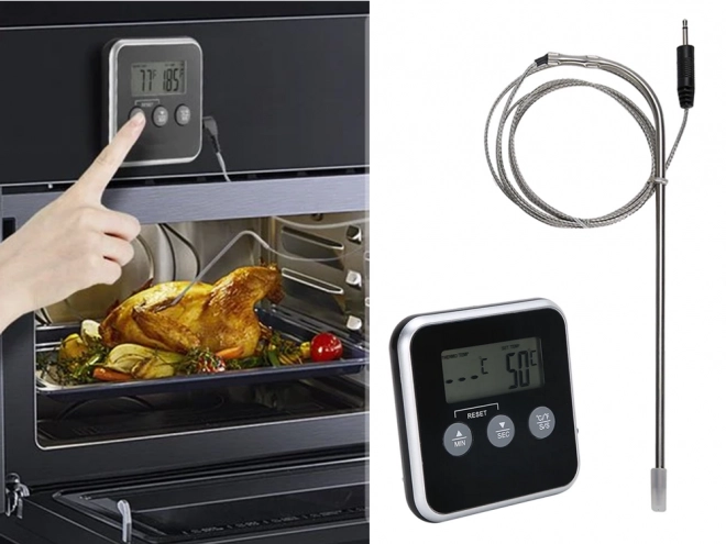 Digitaler Fleischthermometer mit Sonde und LCD-Timer