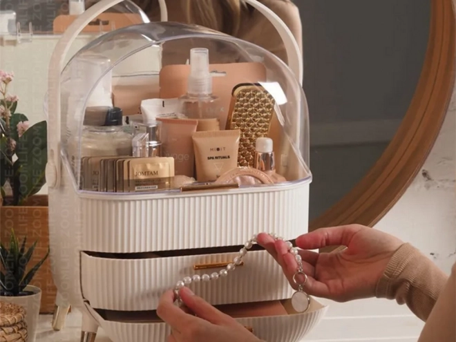 Elegant Large Cosmetic Organizer with Drawers
