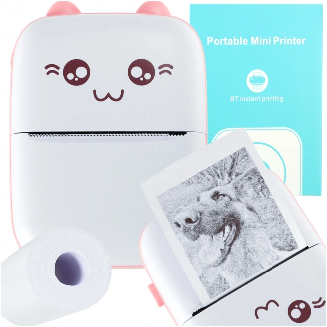 Mobile Mini Printer with Cat Design Pink