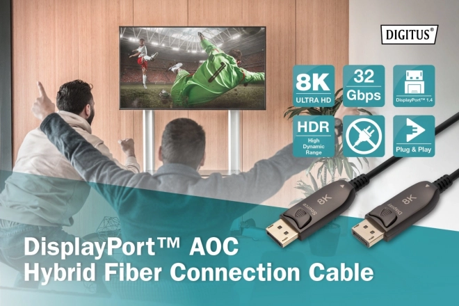 AOC DisplayPort 1.4 8K/60Hz UHD DP/DP M/M cavo ibrido nero – 20 m