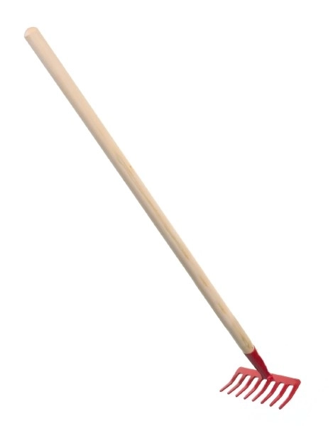 Rastrello rosso con manico in metallo/legno 80 cm – Rosso