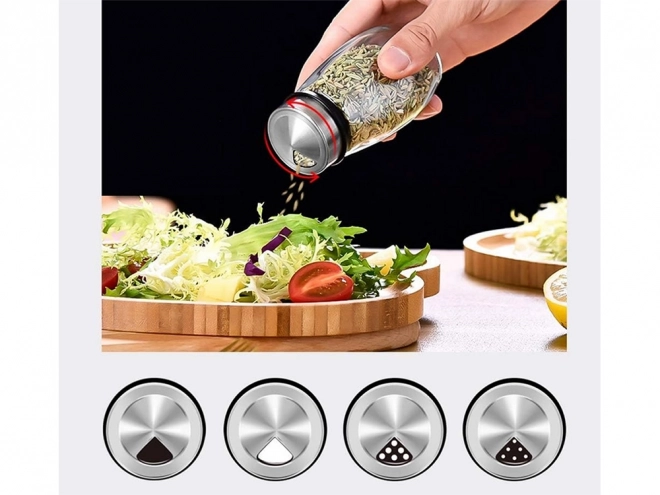 Spice Rack with Rotating Glass Jars Set