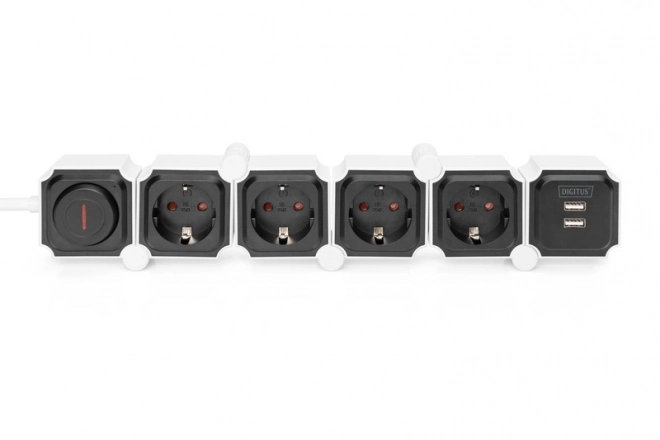 Ciabatta multipresa ufficio flessibile con 4 prese e 2 porte USB