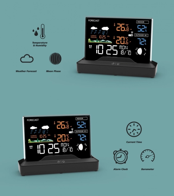 Wireless weather station with backlit display