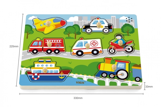 Wooden Puzzle with Sounds - Transport Vehicles