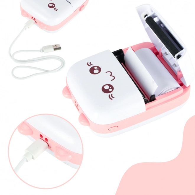 Mobile Mini Printer with Cat Design Pink
