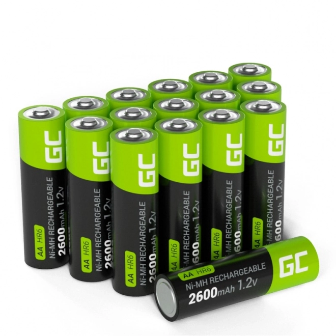 Rechargeable AA 2600mAh Batteries - Green Cell