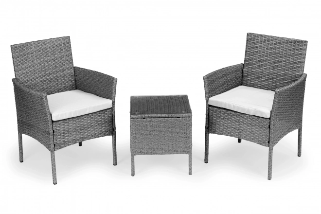 Garden furniture set with rattan look – table and chairs grey MultiGarden