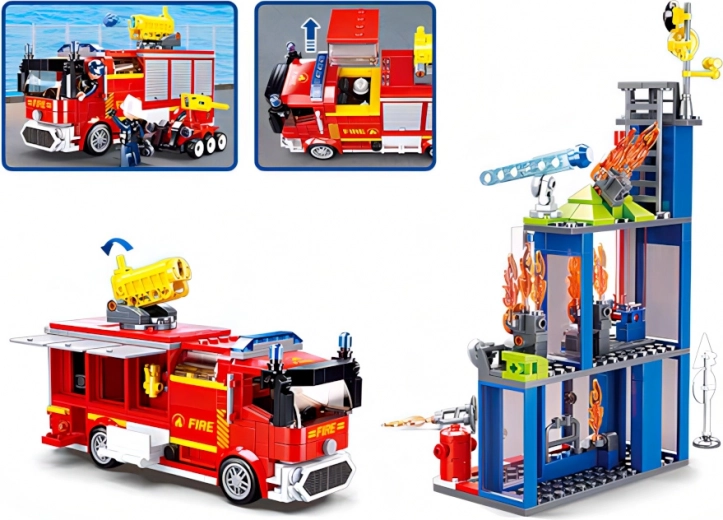 Action fire truck with water cannon