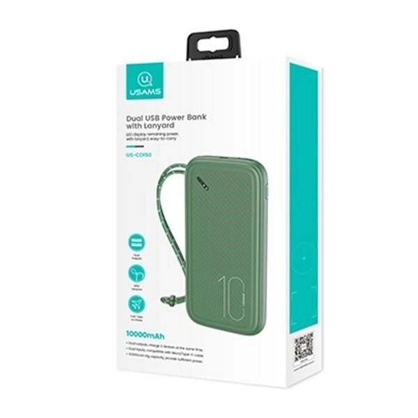 Green Powerbank Usams 10000mAh 2xUSB