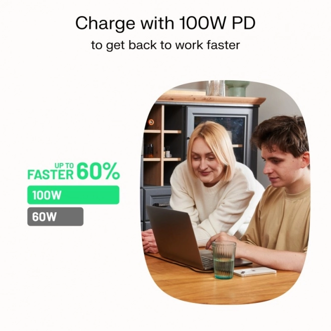Durable Nylon USB-C Cable PowerStream 100W Black