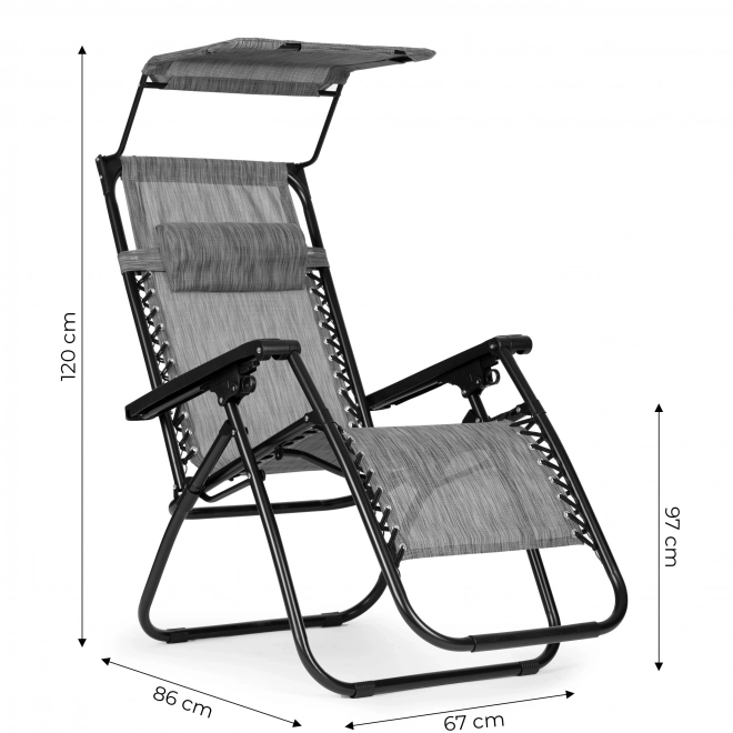 Foldable Adjustable Garden / Beach Chair with Sunshade Gray