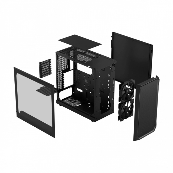 Black computer case with transparent side panel