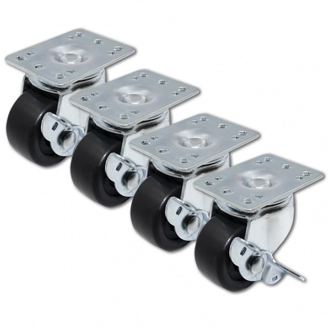 Caster Wheels Set with Screws and Brake for Rack Cabinets