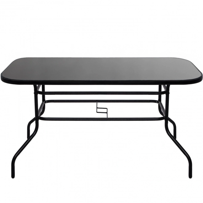 Glass Patio Table Black 120x70 cm