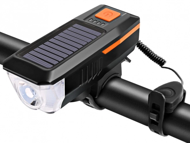 Front LED Bike Light with Solar Charging and Horn