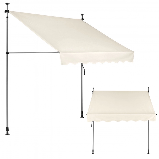 Height Adjustable Waterproof Balcony Awning with Manual Crank