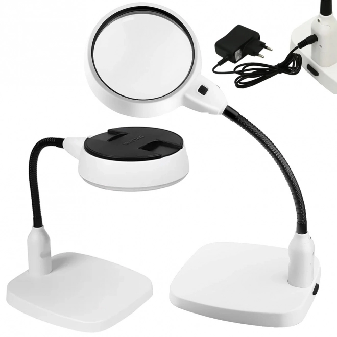 Lente d'ingrandimento con lampada LED da tavolo