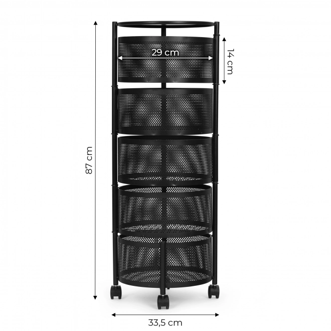 Konyhai rendező forgó polcokkal, 5 szintes, fémből készült, ModernHome