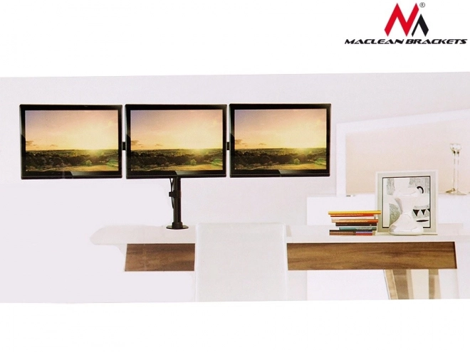 Triple Monitor Desk Mount with Dual Arms for LCD Monitors