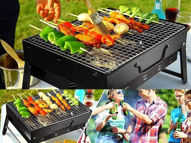 Portable Folding Charcoal Grill for Camping and BBQ