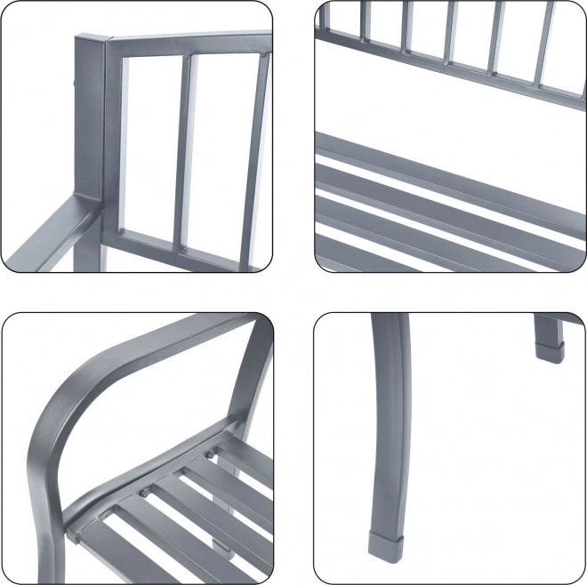 Garden bench with metal backrest in graphite color