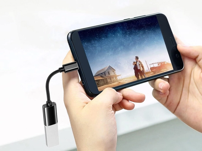 USB-C to USB-A 3.0 OTG adapter with braided cable