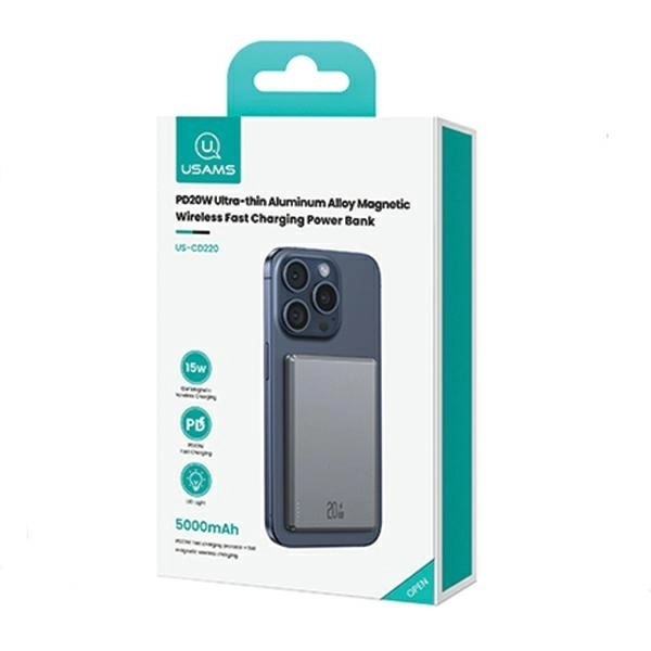 Indukční powerbanka 5000mAh MagSafe Fast Charging PD 20W Grey