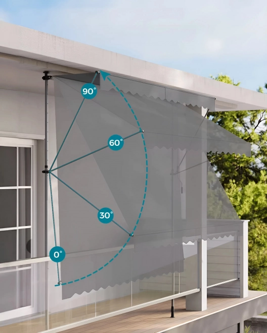 Adjustable Balcony Sunshade with Hand Crank Grey
