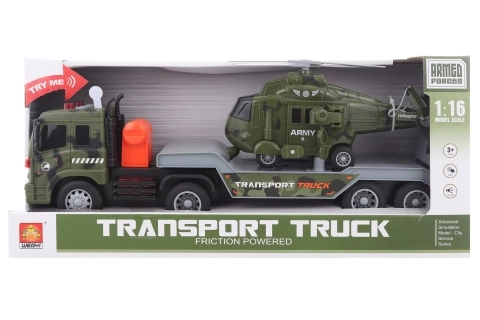 Camion militare con elicottero a batterie
