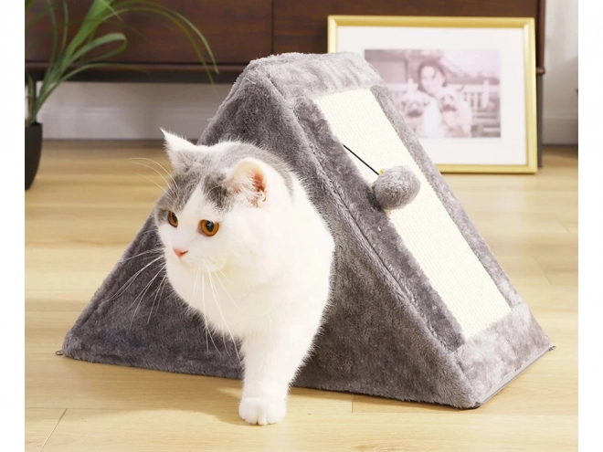 Triangular Cat Scratcher and House with Ball